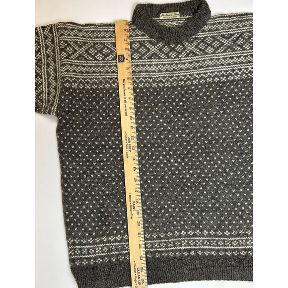 VTG Husfliden Skien Sweater Mens XL 100% Wool Hand Knit Norway Crew Neck Gray - Picture 9 of 9